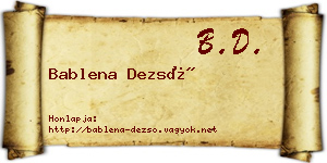 Bablena Dezső névjegykártya